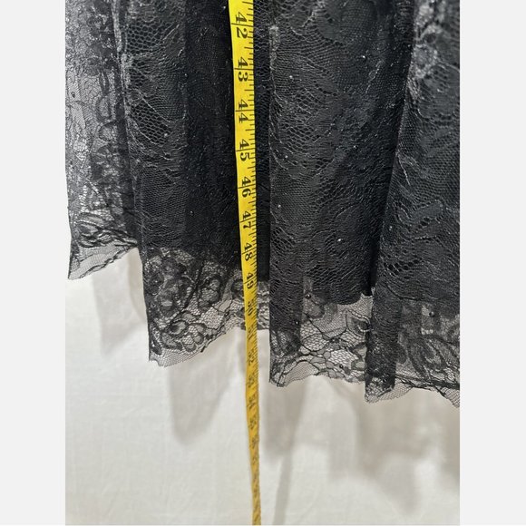 NWT Mac Duggal‎ [ 22W ] Lace Short Sleeve V-Neck Cocktail Midi Dress Black - Picture 12 of 15